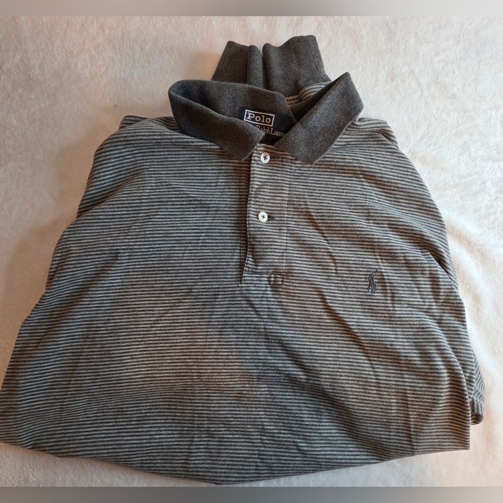 Ralph Lauren Polo Men’s Gray Striped Polo Shirt